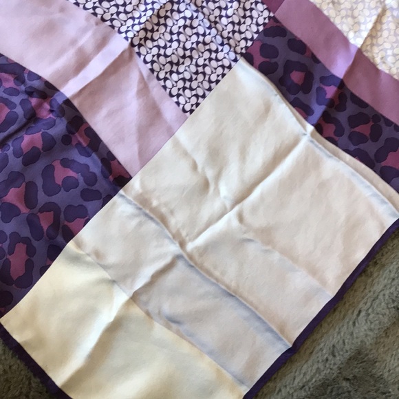 Coach Purple Patchwork Silk Scarf - Picture 5 of 6